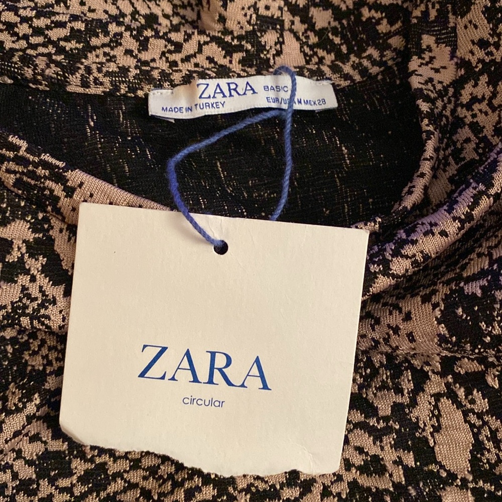🌷 Zara Textured Snakeskin Babydoll Mini Dress Size M - Picture 7 of 10